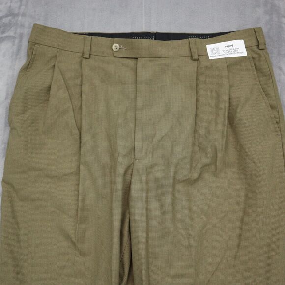 Perry Ellis Pants Mens 38 Brown Portfolio Pleated Front High Rise Dress Bottoms - Picture 8 of 14